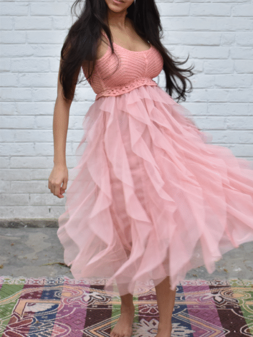 Light Pink Tulle Layered Dress