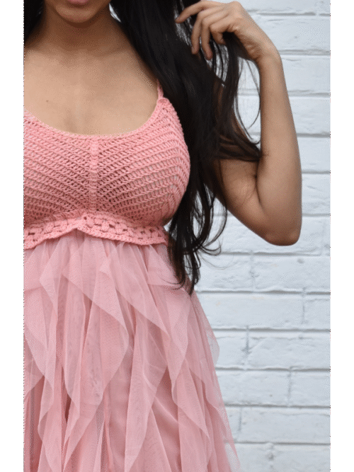 Light Pink Tulle Layered Dress