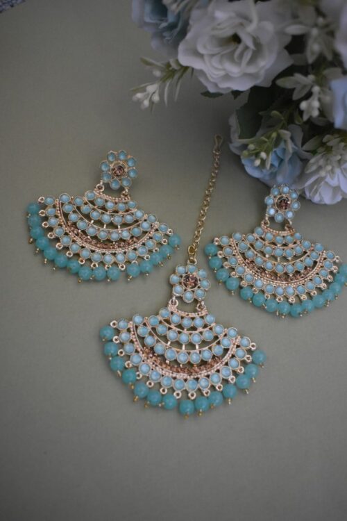 Beads and Pearls stone studded earrings set
