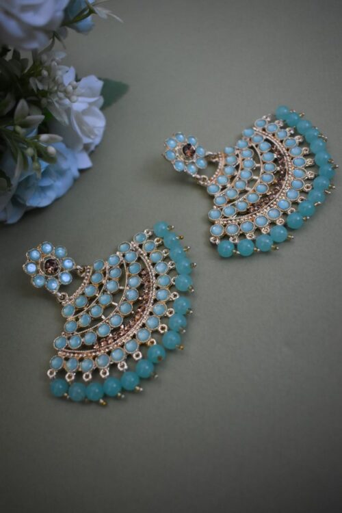 Beads and Pearls stone studded earrings set