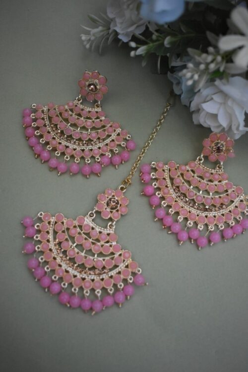 Beads and Pearls stone studded earrings set
