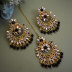 Gold Toned Mirror Studded Earrings Set