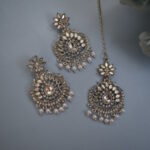 Silver Mirror And Pearl Mounted Earrings Set