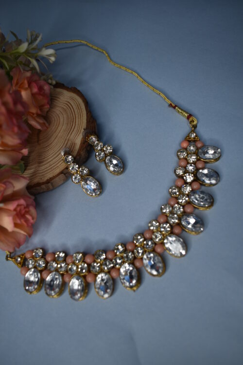 White Stone Studded Necklace Set