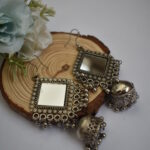 Oxidised Mirror Silver Earrings