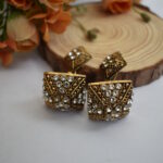 Stone Studded Golden Jhumki Earrings