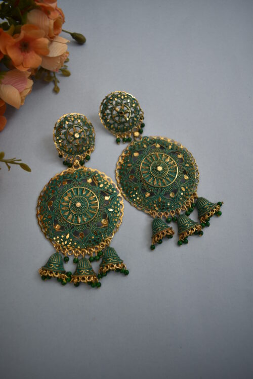 Beautiful Oversized Earrings In Green