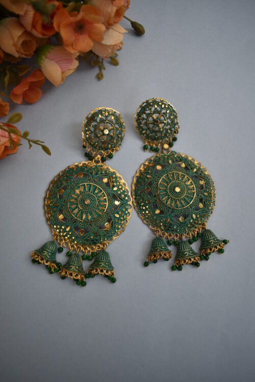 Beautiful Oversized Earrings In Green