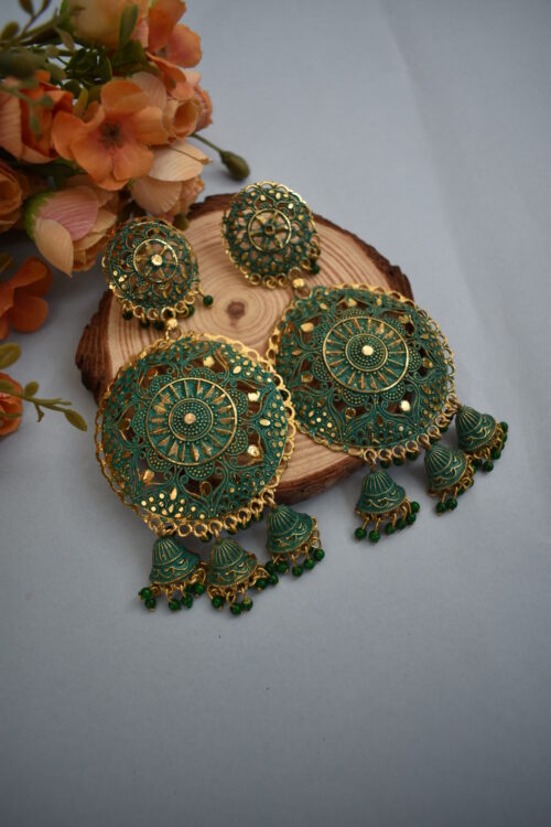 Beautiful Oversized Earrings In Green