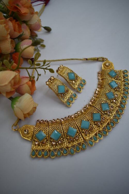 Gold Plated Stone Studded Jewellery Set