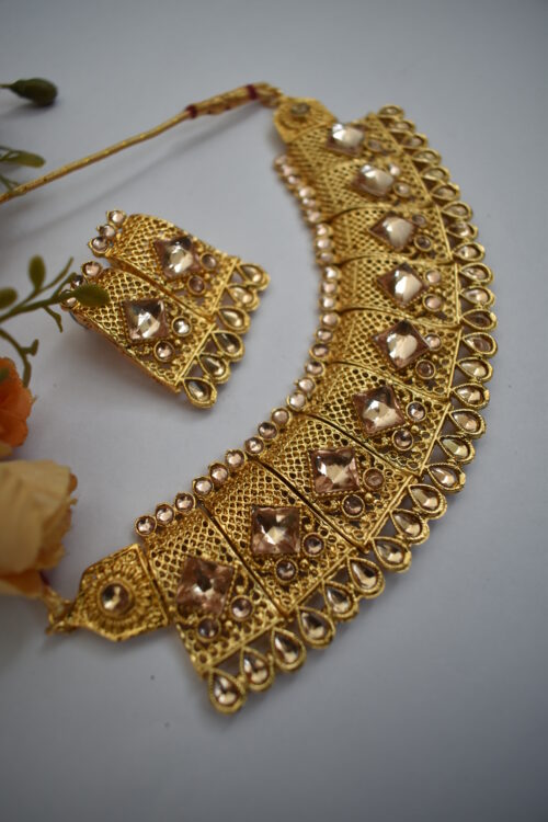 Gold Plated Stone Studded Jewellery Set