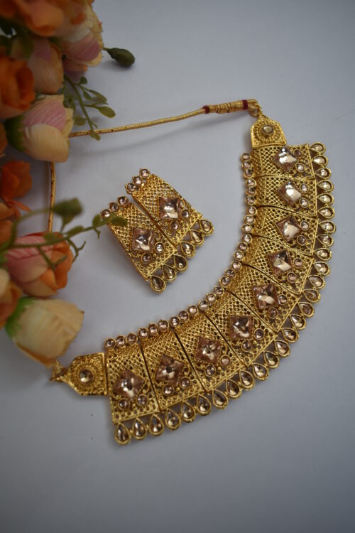 Gold Plated Stone Studded Jewellery Set