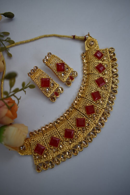 Gold Plated Stone Studded Jewellery Set