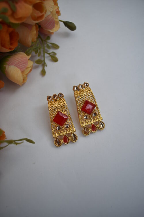 Gold Plated Stone Studded Jewellery Set