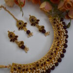 Pearl And Stone Studded Necklace Set