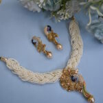 Peacock Design White Beads Pendant Set