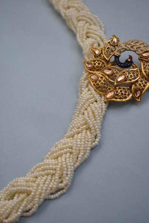 Peacock Design White Beads Pendant Set