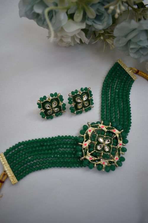 Beads Kundan & Meenakari Choker Set