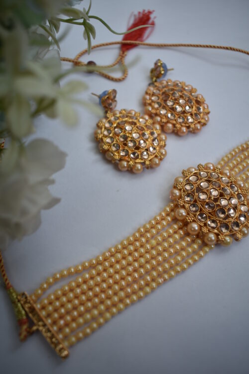 Yellow Toned Beads Choker Set