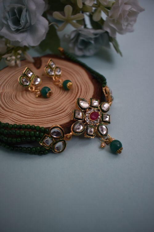 Beads And Kundan Studded Choker Set