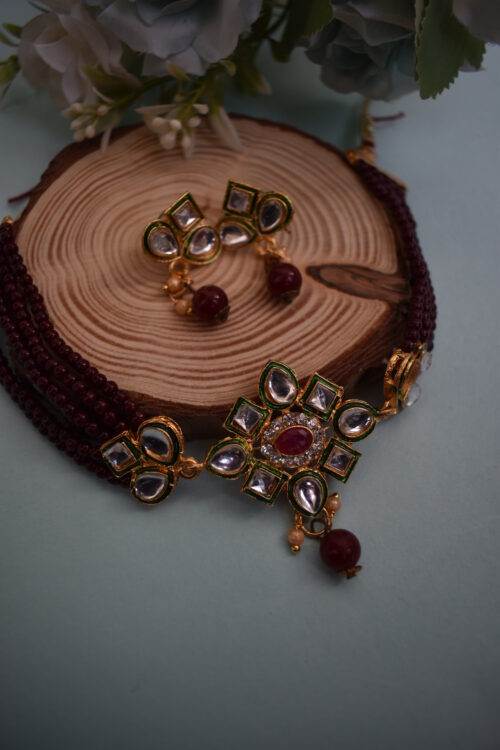 Beads And Kundan Studded Choker Set