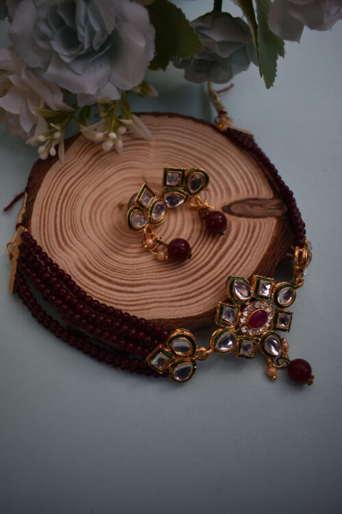 Beads And Kundan Studded Choker Set