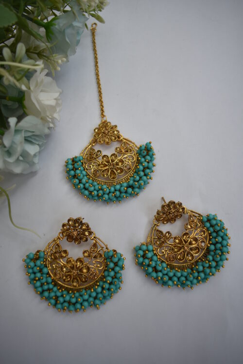 Maang Tikka With Drop Earrings
