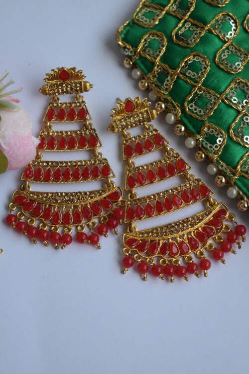 Golden Finished beads Traditional Earrings Set
