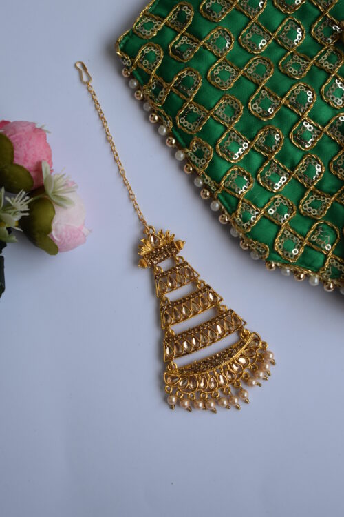 Golden Finished beads Traditional Earrings Set