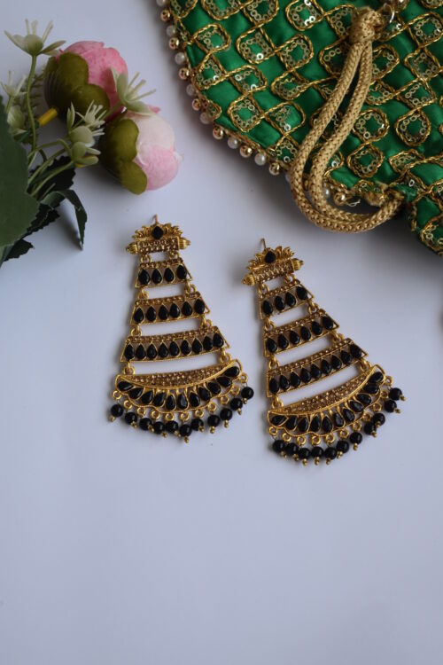Golden Finished beads Traditional Earrings Set