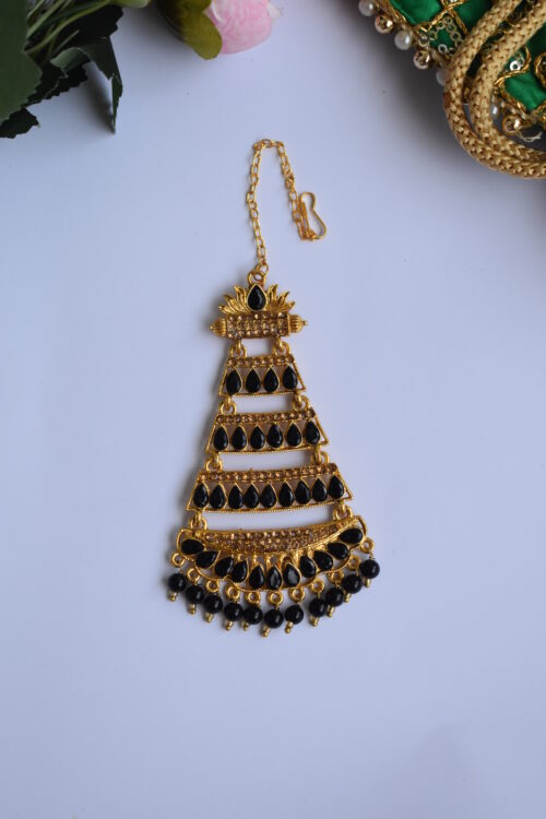 Golden Finished beads Traditional Earrings Set