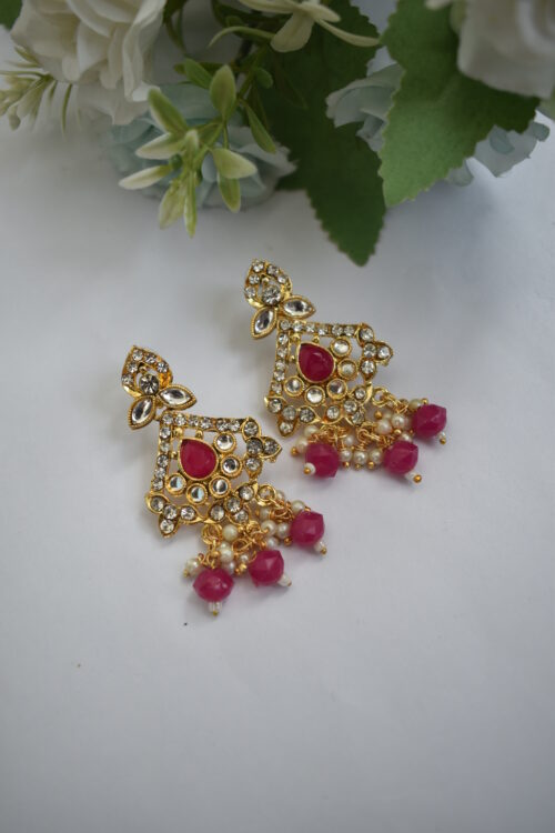 Gold Toned Beads Stone Studded Choker Set