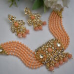 Gold Toned Beads Stone Studded Choker Set