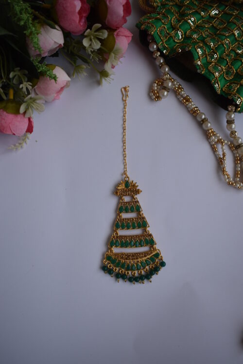 Golden Finished beads Traditional Earrings Set