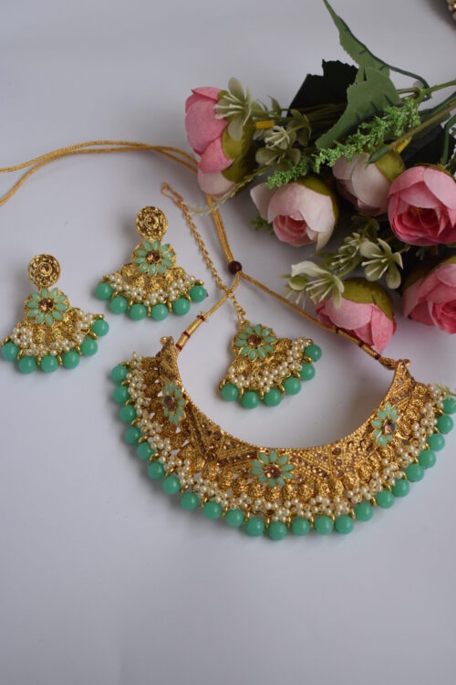 Gold Plated Flower Necklace Set