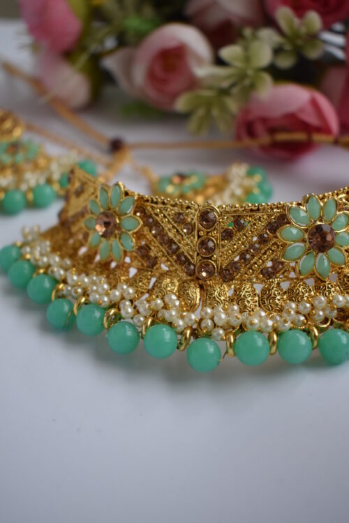 Gold Plated Flower Necklace Set - Image 7
