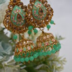 Gold Plated Meenakari Beads Jhumka Earrings Set