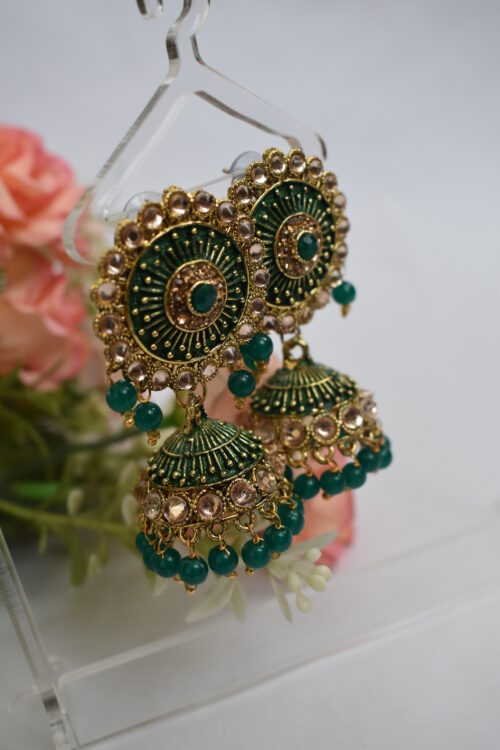 Embellished Meenakari Beads Jhumka Earrings Set