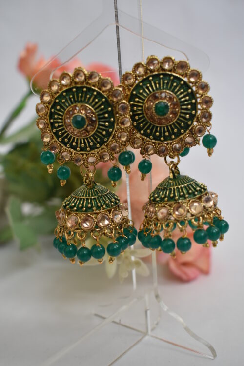 Embellished Meenakari Beads Jhumka Earrings Set