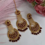 Stone Studded Pearl Embellished Earrings Set