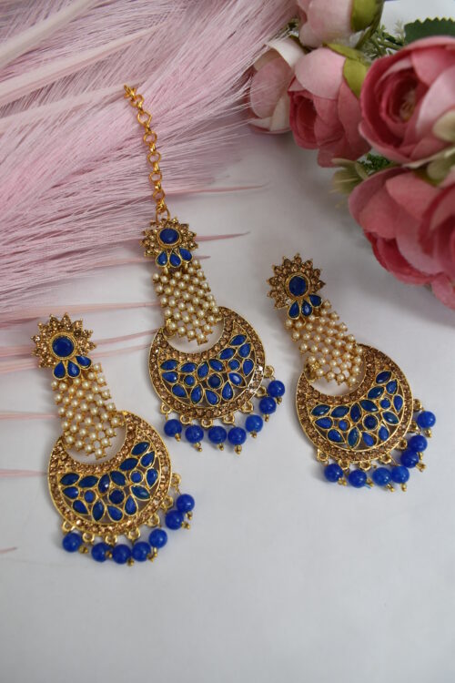 Stone Studded Pearl Embellished Earrings Set