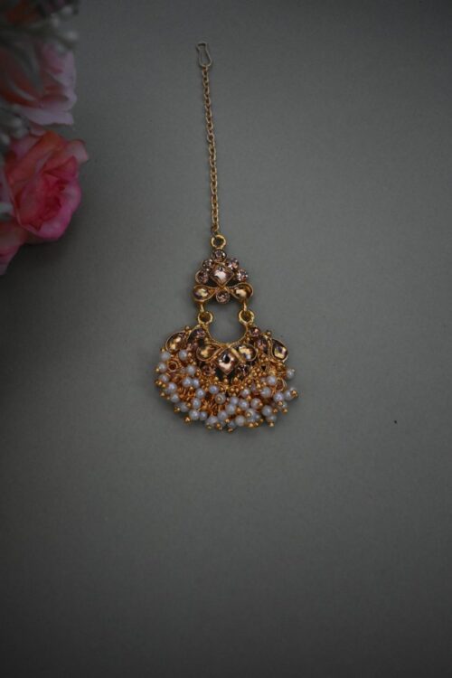 Gold Plated Kundan With Pearls Necklace Set