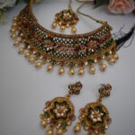 Red And Green Gold Plated Necklace Set