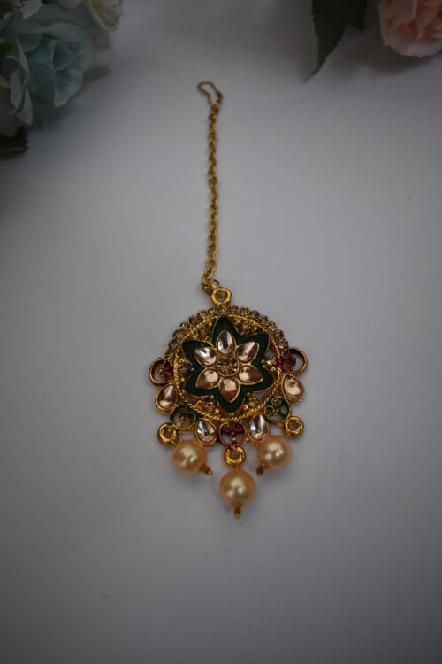 Red And Green Gold Plated Necklace Set