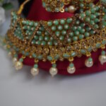 Mint Beads Studded Pearl Necklace Set