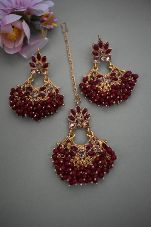 Gold Plated Stone Studded Necklace Set