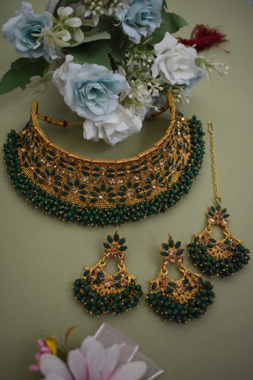 Gold Plated Stone Studded Necklace Set