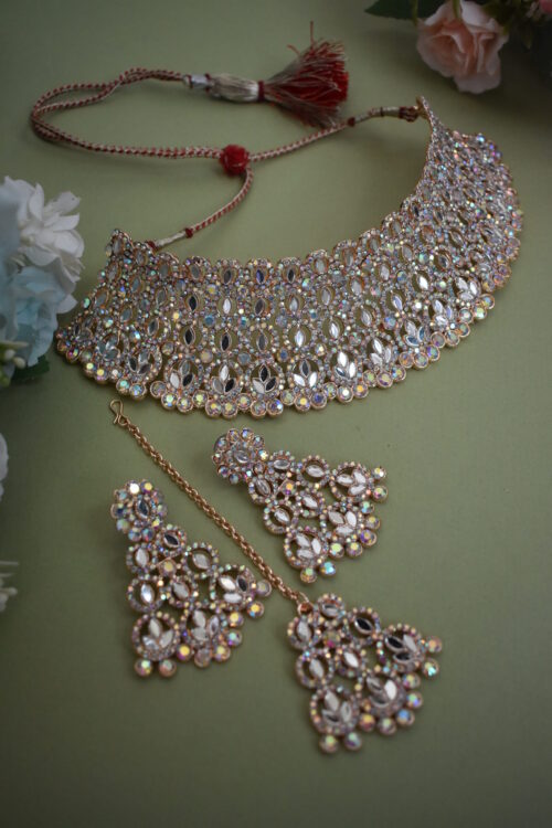 Rose Gold Kundan Studded Jewellery Set
