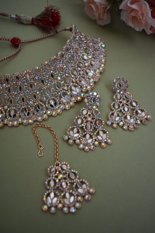 Rose Gold Kundan Studded Jewellery Set