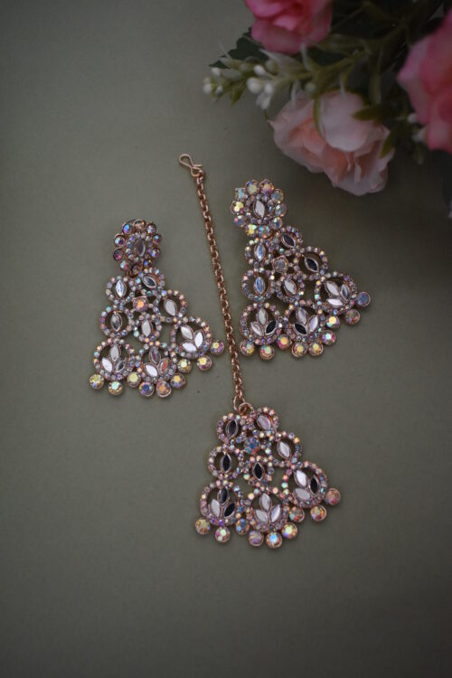 Rose Gold Kundan Studded Jewellery Set